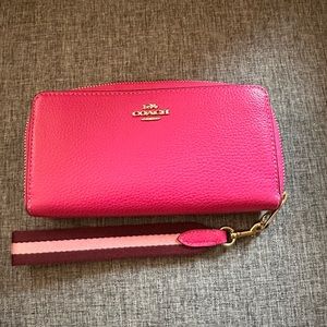 Bold Pink Coach Accordion-Style Wallet